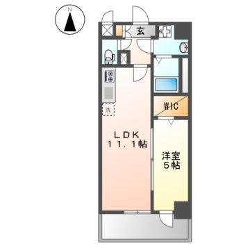 エスポワール黄金(1LDK/6階)の間取り写真