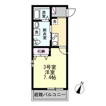 ベイルームヴィスタ川崎(1K/1階)の間取り写真
