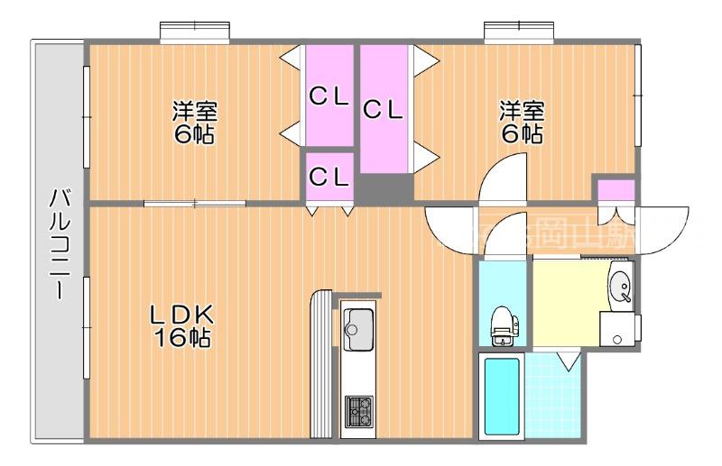 Y.A.F.福富東マンション(2LDK/1階)の間取り写真