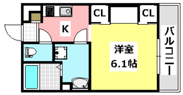 リブリ末広(1K/2階)の間取り写真