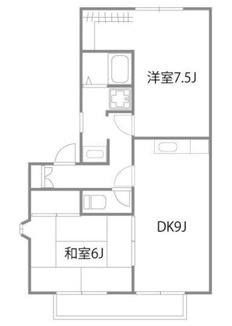 フレマリール桜ヶ丘B(2DK/1階)の間取り写真