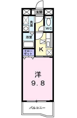 フォレストビュー(1K/2階)の間取り写真