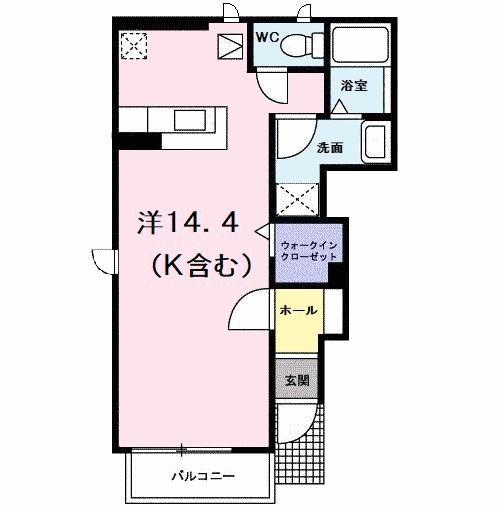 グラン ベルジュ B(ワンルーム/1階)の間取り写真