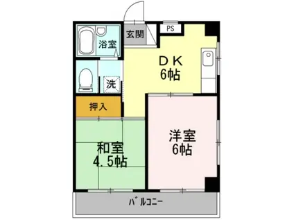東武東上線 下赤塚駅 徒歩5分 3階建 築30年(2DK/2階)の間取り写真