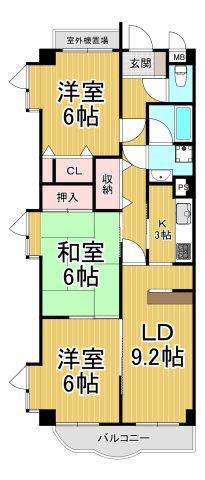 ドムール樋ノ池(3LDK/3階)の間取り写真
