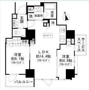 パークリュクス虎ノ門(2LDK/9階)の間取り写真