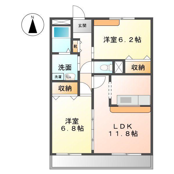 フォレスタ神の倉(2LDK/1階)の間取り写真