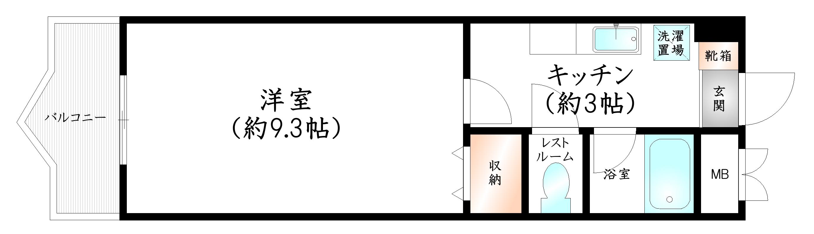MIビル(1K/3階)の間取り写真