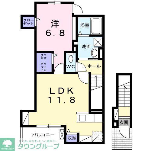 フレグランスII(1LDK/2階)の間取り写真