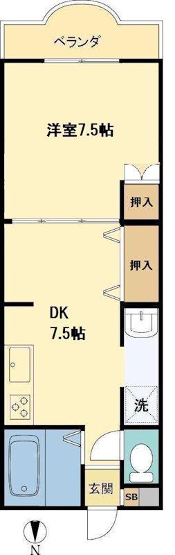 メゾン中央林間III(1DK/2階)の間取り写真