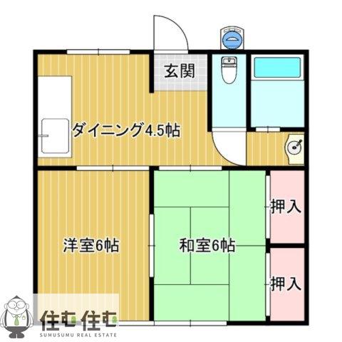 飯野ハウス(2DK/1階)の間取り写真