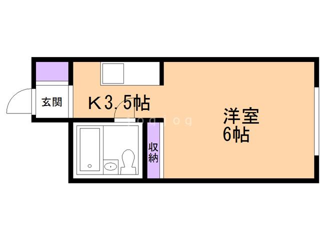 新町マンション(1K/6階)の間取り写真
