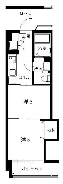 ヴィラマール新寺(1K/2階)の間取り写真