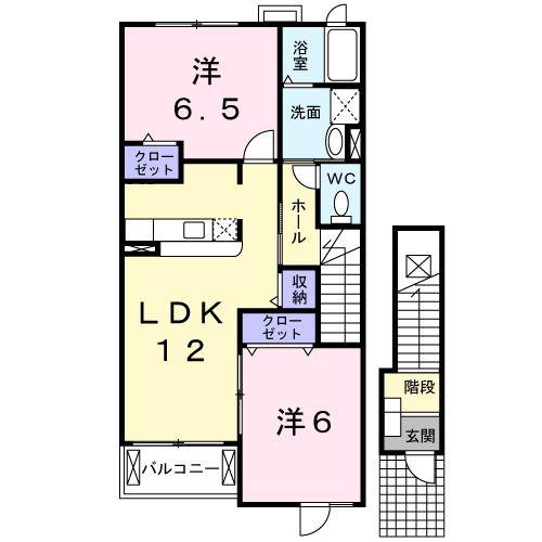 セントラルガーデン(2LDK/2階)の間取り写真