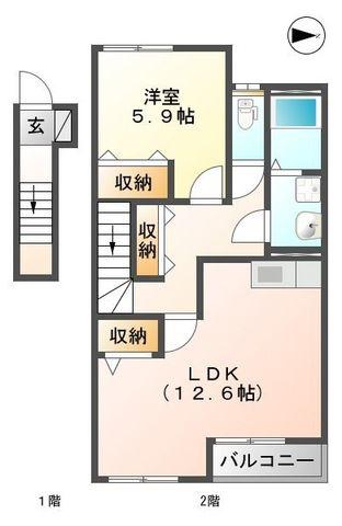 ＪＲ鹿児島本線 宇土駅 徒歩40分 2階建 築17年(1LDK/2階)の間取り写真
