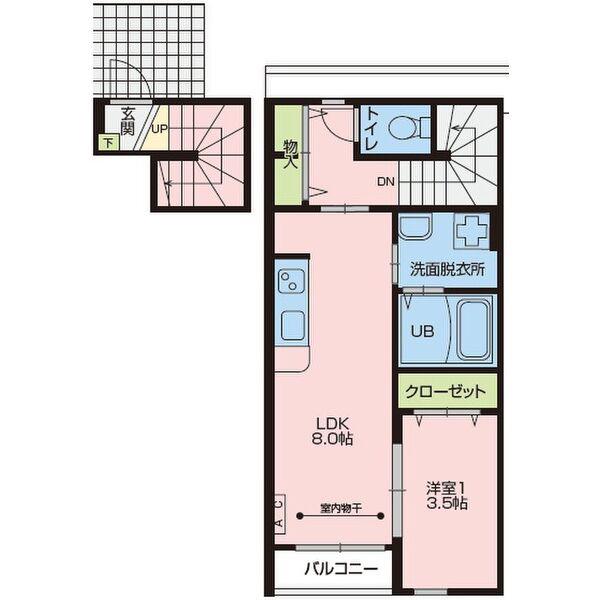 CASA DE LA PAZ(1LDK/2階)の間取り写真