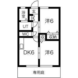 エステート(2DK/1階)の間取り写真