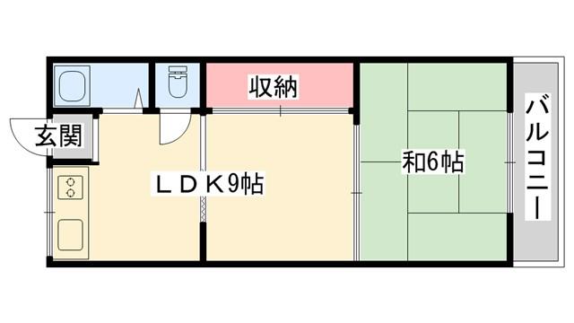 信越ハイツ(1LDK/3階)の間取り写真