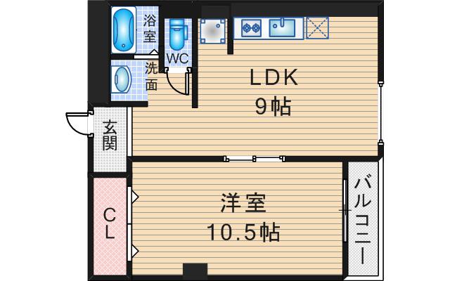 フェザー 豊中マンション(1LDK/2階)の間取り写真