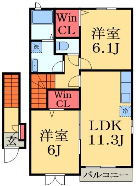 サン アーク ビレッジ(2LDK/2階)の間取り写真