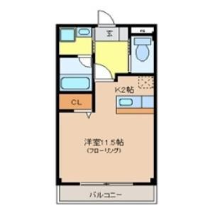 クライムドアII(ワンルーム/3階)の間取り写真