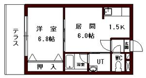 カーサ菊水(1DK/1階)の間取り写真