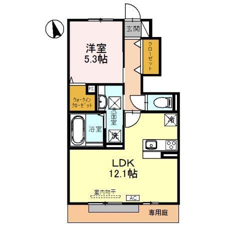 グラン ストリーツA(1LDK/1階)の間取り写真