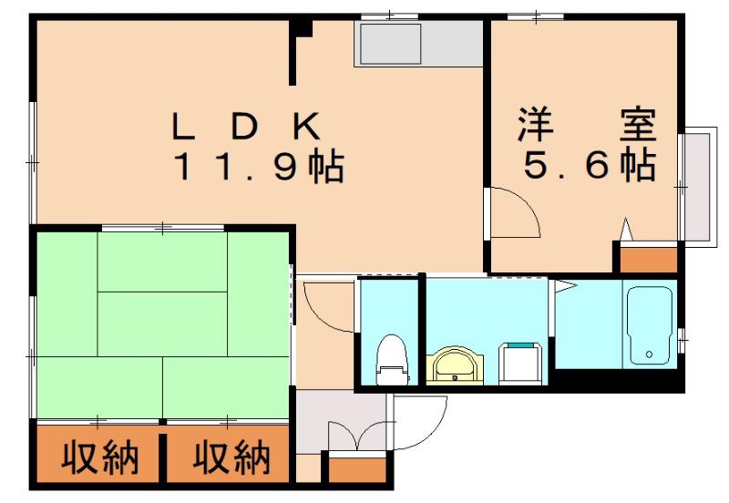 リベール伊左座(2LDK/1階)の間取り写真