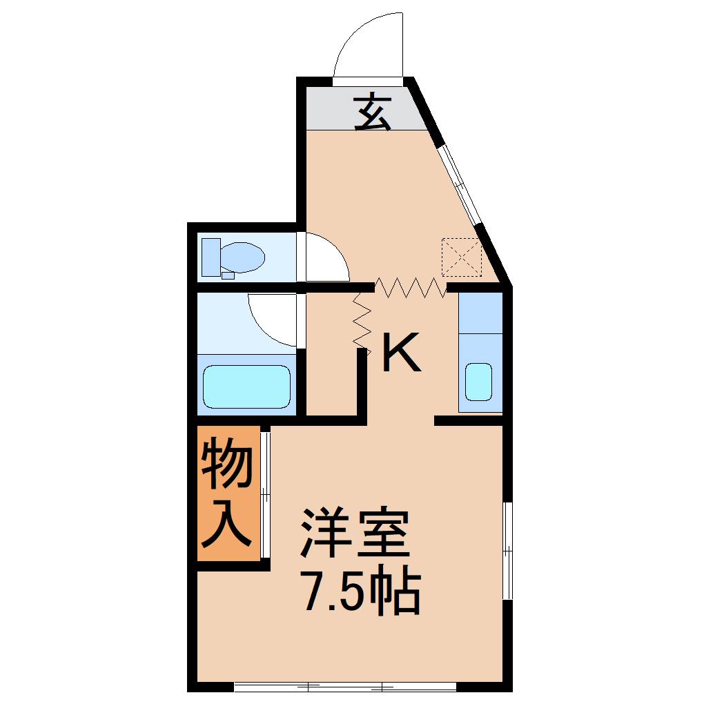 八木山アベニュー(1K/1階)の間取り写真