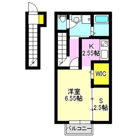 リエール高崎(1SK/2階)の間取り写真