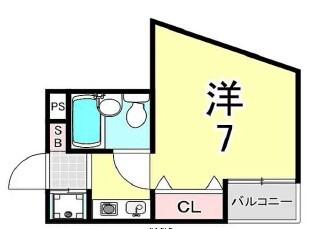 ロイヤルメゾン塚口X(1K/2階)の間取り写真