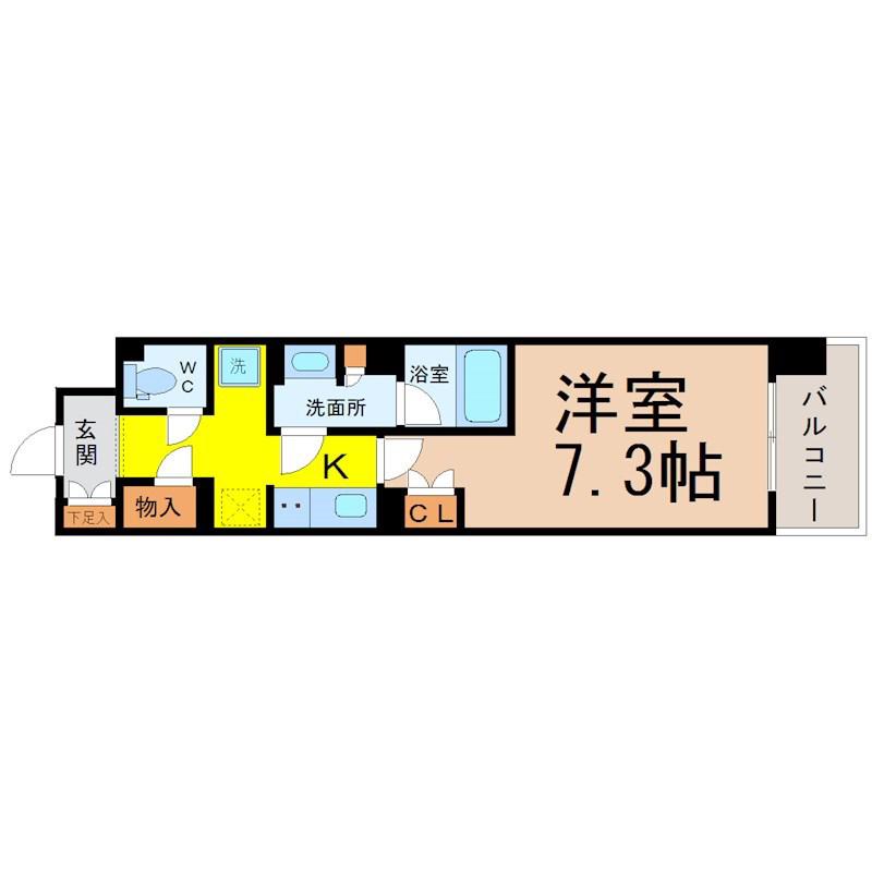 ラフィシア上前津(1K/8階)の間取り写真