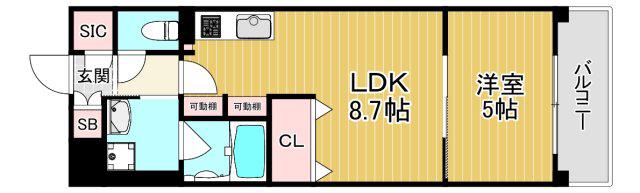 ESTAGEO関目高殿(1LDK/4階)の間取り写真