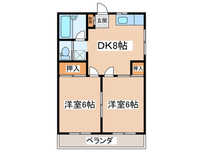 エレガント府中(2DK/1階)の間取り写真