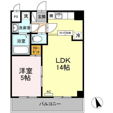グランヴェールヒロ(1LDK/3階)の間取り写真