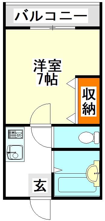 フラット3花山(1K/3階)の間取り写真