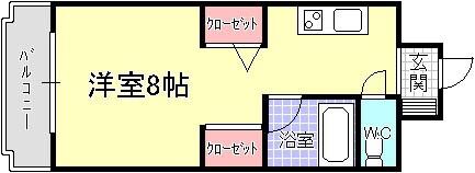 グランフォレスタ美しが丘(ワンルーム/1階)の間取り写真