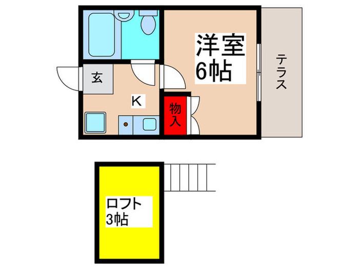B′CASA原木中山RE-BORN(1K/1階)の間取り写真