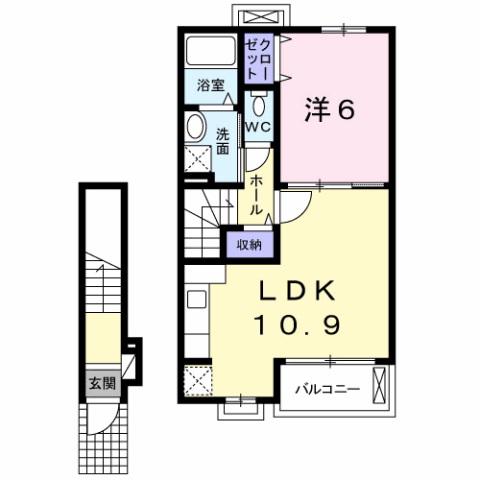 ベルフルール(1LDK/2階)の間取り写真