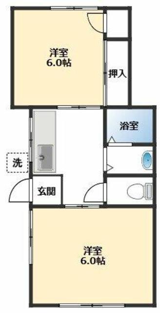 正田荘(2K/1階)の間取り写真
