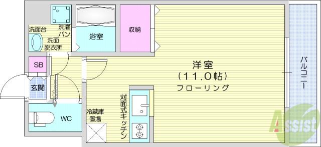 サンヒルズ(ワンルーム/4階)の間取り写真