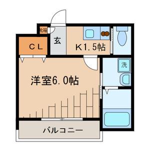 ボンヴィサージュ(1K/2階)の間取り写真