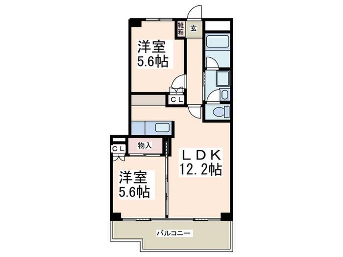 サンモール田園(2LDK/3階)の間取り写真