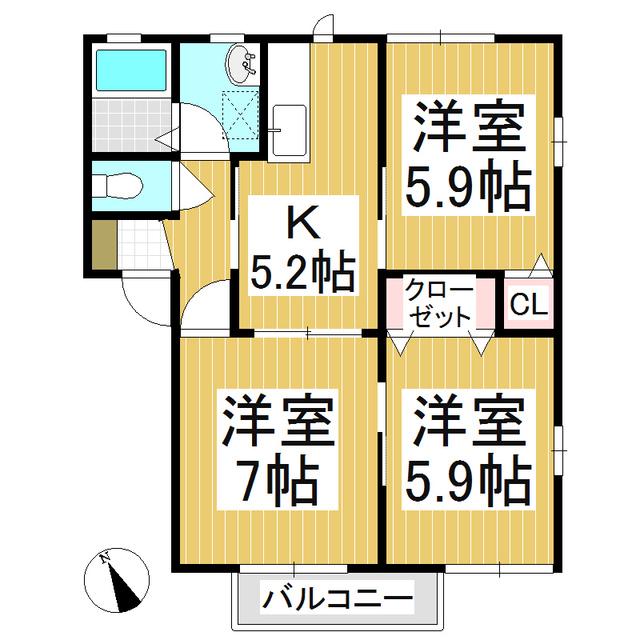 パストラルA棟(3K/1階)の間取り写真