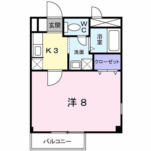 アウローラ02J(1K/1階)の間取り写真