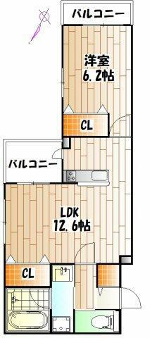 FOREST(1LDK/2階)の間取り写真