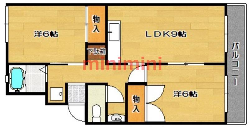プレミール辻子(2LDK/1階)の間取り写真