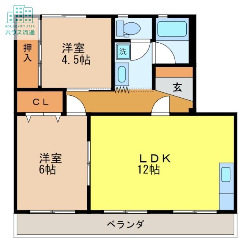 時津グリーンハイツ(2LDK/3階)の間取り写真