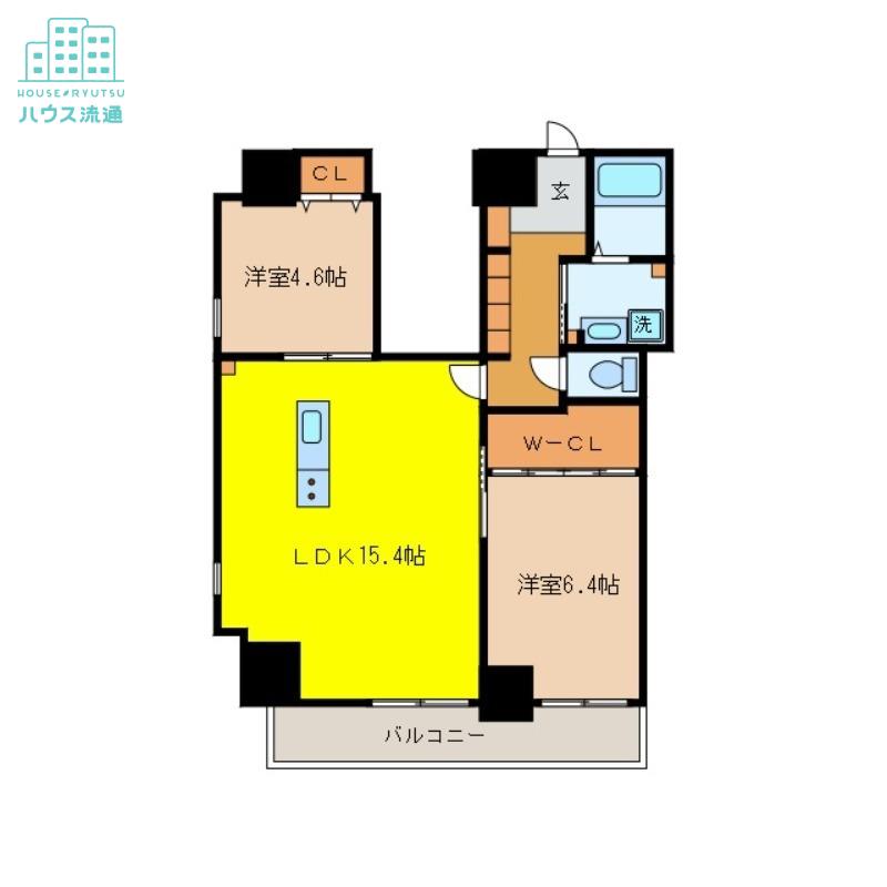 APARTMENT CODE ISAHAYA(2LDK/4階)の間取り写真
