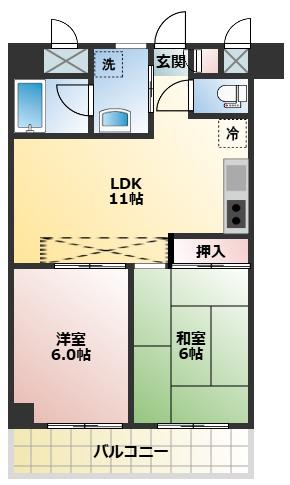 オーベルジュ桐ヶ丘(2LDK/1階)の間取り写真